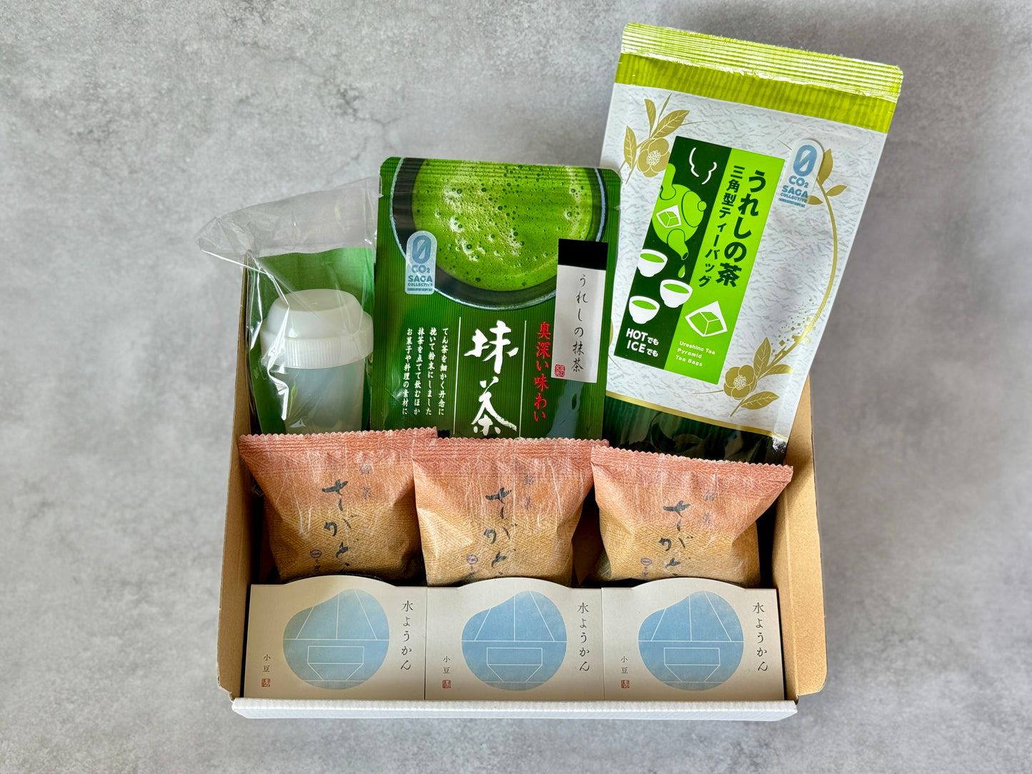 さがんおやつセット<和み>緑茶・抹茶・どら焼き・水ようかん